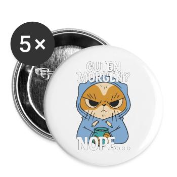 Guten Morgen Kaffee Montag Geschenk - Buttons groß 56 mm (5er Pack) - Weiß - Vorne