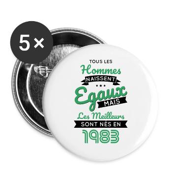 Anniversaire 40 ans - Meilleurs sont nés en 1983 - Lot de 5 grands badges (56 mm) - blanc - Devant
