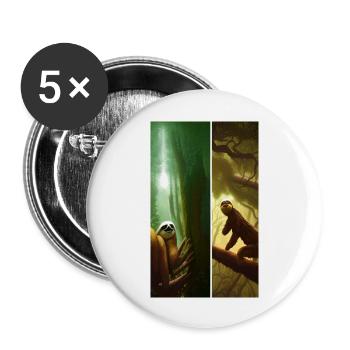Cool Comic Drawing of a Sloth in the jungle - Buttons large 2.2''/56 mm (5-pack) - white - Front