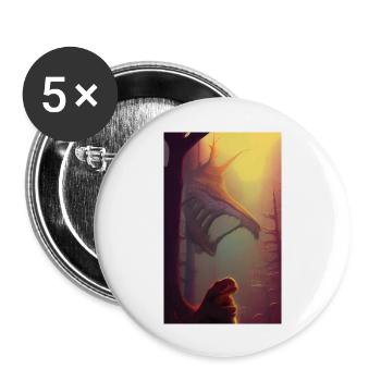 Gruseliger Horror-Comic Alien auf einem fremden Planeten Land - Buttons groß 56 mm (5er Pack) - Weiß - Vorne