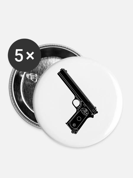 Militärpistole 38 Colt - Buttons groß 56 mm (5er Pack) - Weiß