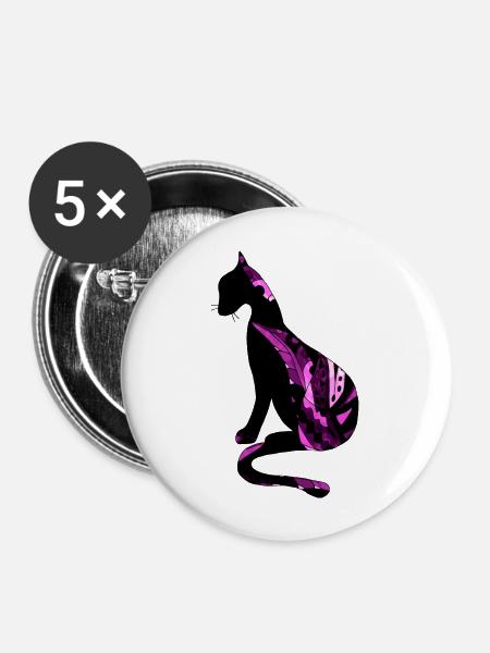 Katze - Buttons groß 56 mm (5er Pack) - Weiß