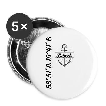 Lübeck coordonne le motif maritime - Lot de 5 grands badges (56 mm) - blanc - Devant