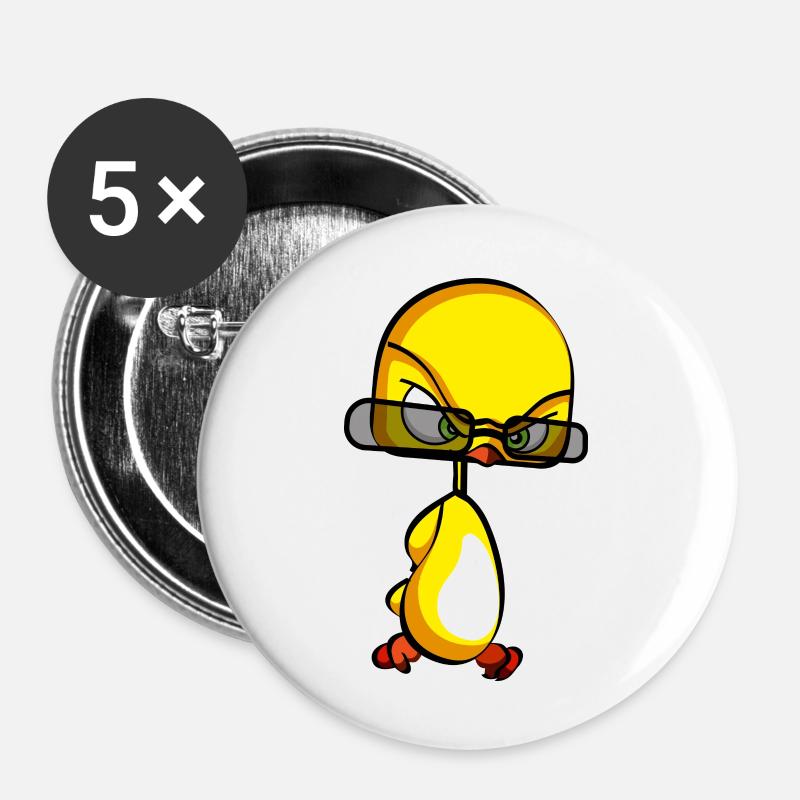 birdy yellow bird nerd - Buttons large 2.2''/56 mm (5-pack) - white