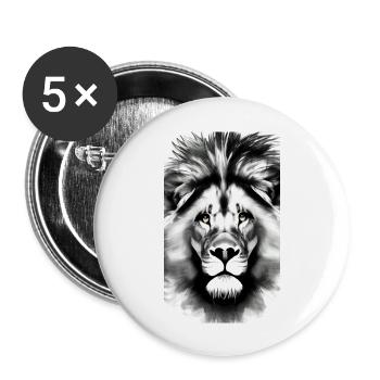 Löwe Schwarz und Weiß - Buttons groß 56 mm (5er Pack) - Weiß - Vorne