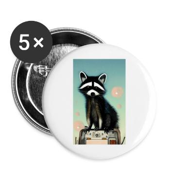 Comic Cartoon of a North American racoon - Buttons large 2.2''/56 mm (5-pack) - white - Front