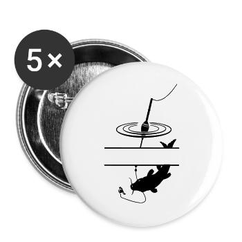 Fischschwimmer und Bar zwischendurch für den eigenen Text - Buttons groß 56 mm (5er Pack) - Weiß - Vorne