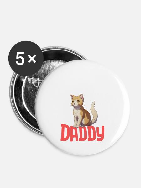 Katzenpapa: Robuste Typografie - Buttons groß 56 mm (5er Pack) - Weiß