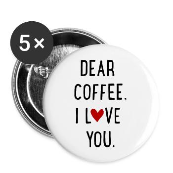 Kaffee - Buttons groß 56 mm (5er Pack) - Weiß - Vorne