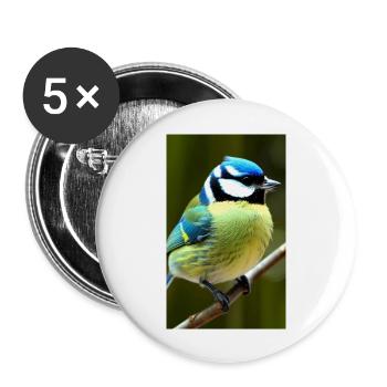 Cool Comic Portrait of a blue tit majestic - Buttons large 2.2''/56 mm (5-pack) - white - Front