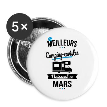 Les meilleurs camping-caristes naissent en Mars - Lot de 5 grands badges (56 mm) - blanc - Devant