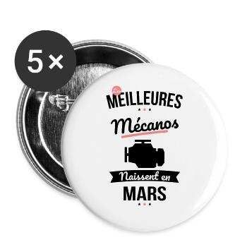 Les meilleures mécanos naissent en Mars - Lot de 5 grands badges (56 mm) - blanc - Devant