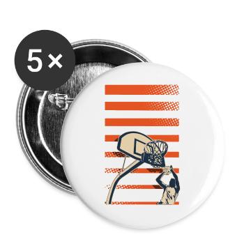 Basketball Basketballer - Buttons groß 56 mm (5er Pack) - Weiß - Vorne