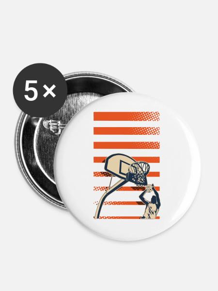 Basketball Basketballer - Buttons groß 56 mm (5er Pack) - Weiß
