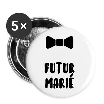 Futur marié - Lot de 5 grands badges (56 mm) - blanc - Devant