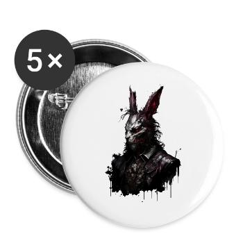 Lapin de Pâques mort-vivant avec costume - Lot de 5 grands badges (56 mm) - blanc - Devant