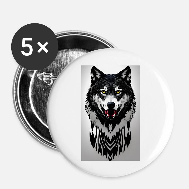 Wolf - Buttons large 2.2''/56 mm (5-pack) - white