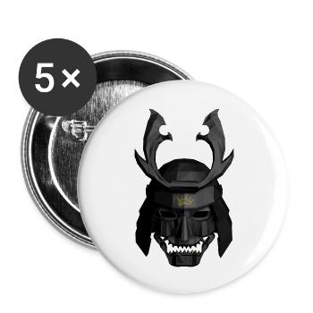 Geometrischer Samurai Helm - Buttons groß 56 mm (5er Pack) - Weiß - Vorne