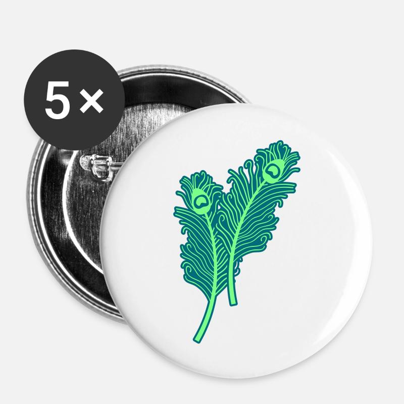 pfau feathers - Buttons groß 56 mm (5er Pack) - Weiß