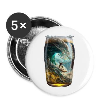 Surfing in a beer glass - Buttons large 2.2''/56 mm (5-pack) - white - Front