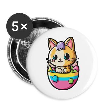 Chat de Pâques - Lot de 5 grands badges (56 mm) - blanc - Devant