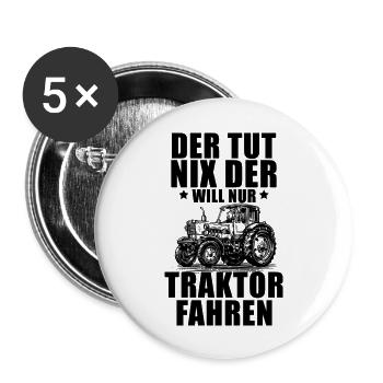 Landwirt Bauer Farmer - Buttons groß 56 mm (5er Pack) - Weiß - Vorne