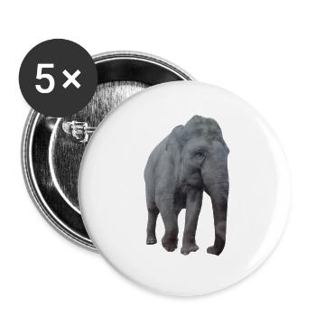 Elefant - Buttons groß 56 mm (5er Pack) - Weiß - Vorne