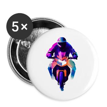 Moto Motocycliste Motocross Fan de moto - Lot de 5 grands badges (56 mm) - blanc - Devant