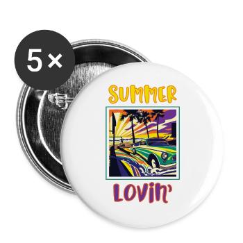 Summer Lovin' - Buttons large 2.2''/56 mm (5-pack) - white - Front