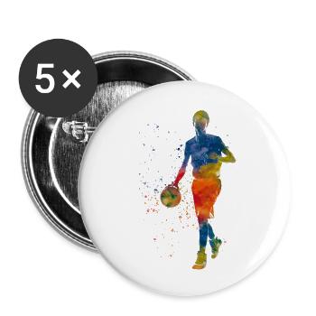 Basketballspieler - Buttons groß 56 mm (5er Pack) - Weiß - Vorne