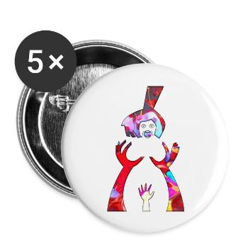 Illusion d’optique art psychédélique rétro formes sexe - Lot de 5 grands badges (56 mm) - blanc - Devant