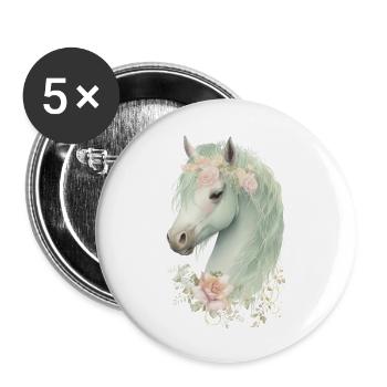 Horse Mystic - Buttons large 2.2''/56 mm (5-pack) - white - Front