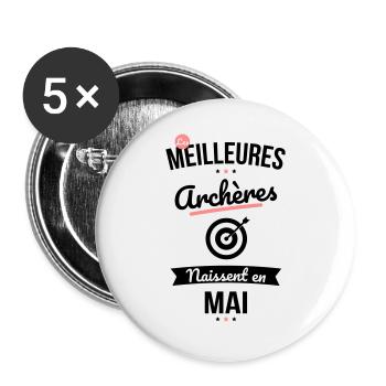 Les meilleures archères naissent en Mai - Lot de 5 grands badges (56 mm) - blanc - Devant