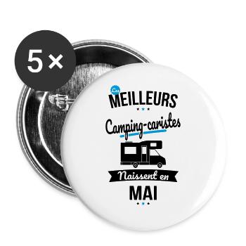 Les meilleurs camping-caristes naissent en Mai - Lot de 5 grands badges (56 mm) - blanc - Devant