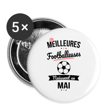 Les meilleures footballeuses naissent en Mai - Lot de 5 grands badges (56 mm) - blanc - Devant