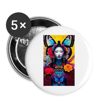 asiastyle woman1 - Buttons large 2.2''/56 mm (5-pack) - white - Front