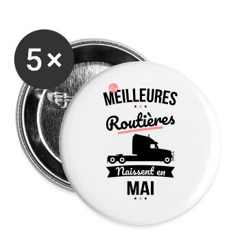 Les meilleures routières naissent en Mai - Lot de 5 grands badges (56 mm) - blanc - Devant