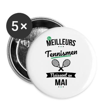 Les meilleurs tennismen naissent en Mai - Lot de 5 grands badges (56 mm) - blanc - Devant