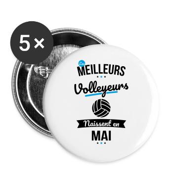 Les meilleurs volleyeurs naissent en Mai - Lot de 5 grands badges (56 mm) - blanc - Devant
