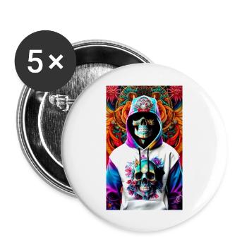 ARTWORK Hoodie Skull - Buttons large 2.2''/56 mm (5-pack) - white - Front