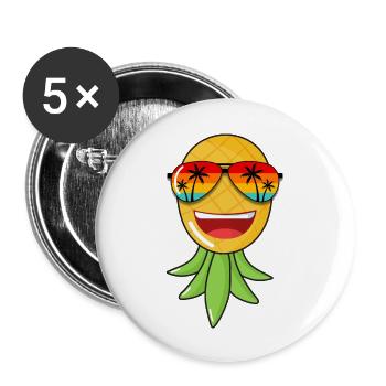 The Lifestyle Swinger Geschenk Ananas Swinging - Buttons groß 56 mm (5er Pack) - Weiß - Vorne