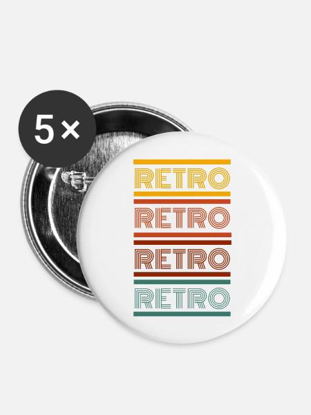 Classic Retro - Buttons groß 56 mm (5er Pack) - Weiß
