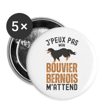 Bouvier bernois 6 - Lot de 5 grands badges (56 mm) - blanc - Devant