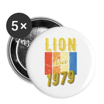 Léo 1979 Zodiac Cadeau d’anniversaire - Lot de 5 grands badges (56 mm) - blanc - Devant