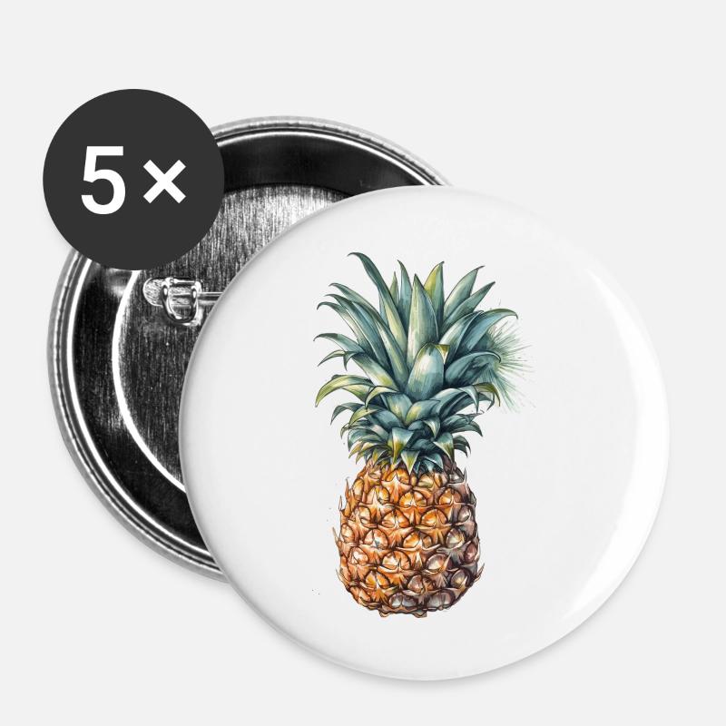 Pineapple - Buttons large 2.2''/56 mm (5-pack) - white