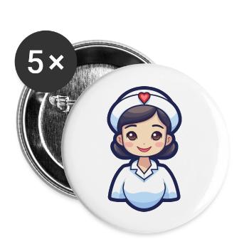Krankenschwester - Buttons groß 56 mm (5er Pack) - Weiß - Vorne