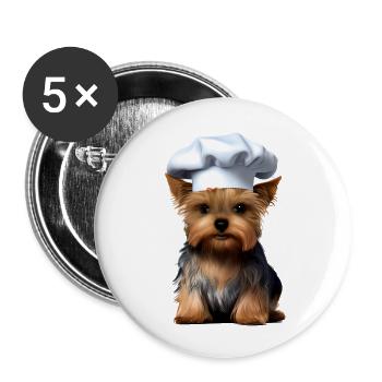 Dog Owner Yorkshire Terrier Puppy Dog - Buttons large 2.2''/56 mm (5-pack) - white - Front