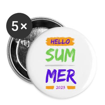 Hello Summer - Buttons groß 56 mm (5er Pack) - Weiß - Vorne