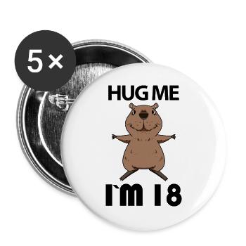 18 Birthday - 18 years - Hug - Eighteen - Buttons large 2.2''/56 mm (5-pack) - white - Front