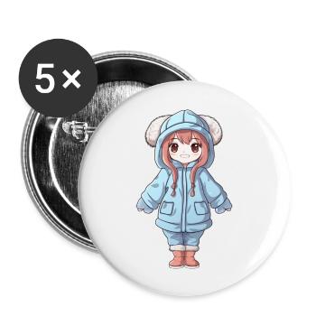 Magical Happiness - The Cute Anime Girl - Buttons large 2.2''/56 mm (5-pack) - white - Front